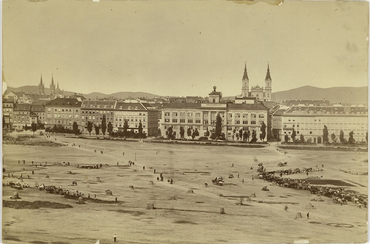 Josefstädter Glacis mit Blick gegen die Josefstadt, 1863, Unbekannt